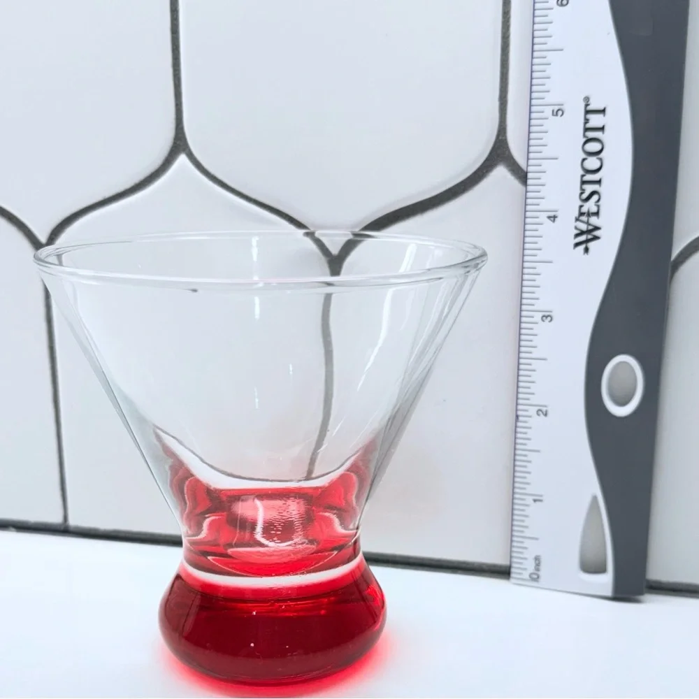 Crate & Barrel Dizzy Martini Glass Red Base Liquor Cocktail 8 oz